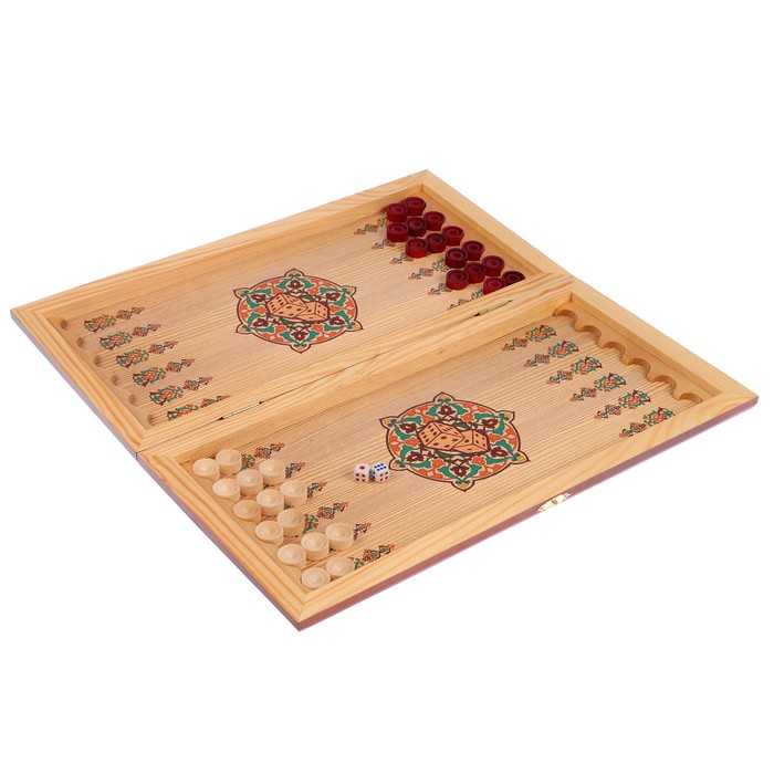 Нарды-шашки "Хан" (доска дерево 40х40 см)