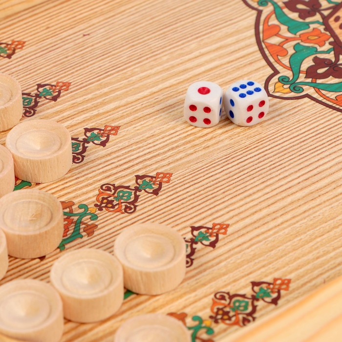 Нарды-шашки "Хан" (доска дерево 40х40 см)