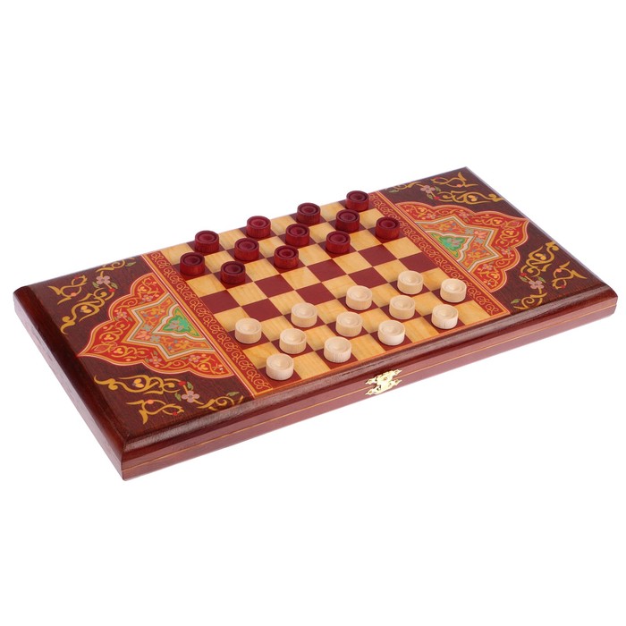 Нарды-шашки "Хан" (доска дерево 40х40 см)