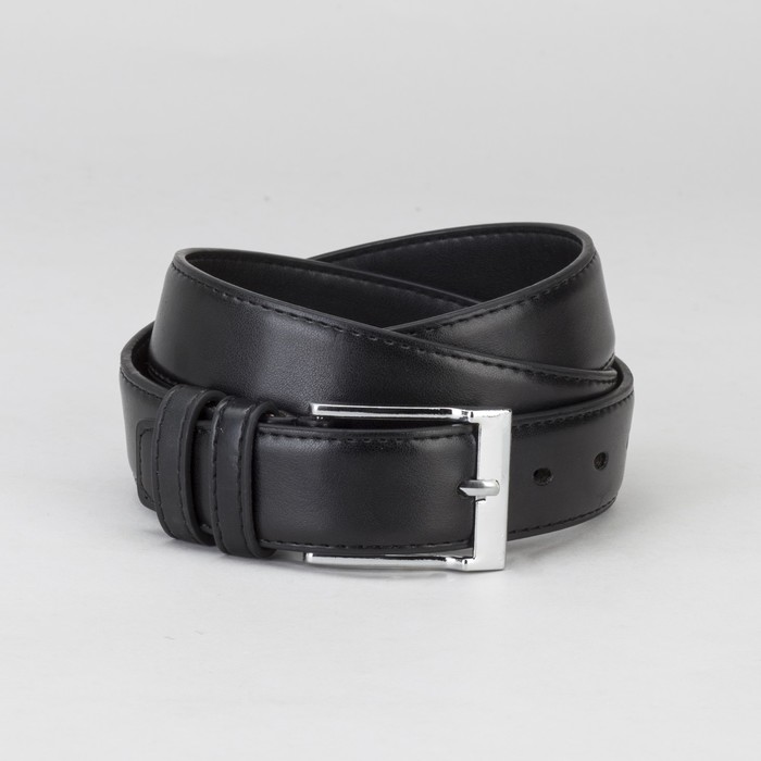 Ремень мужской, гладкий, пряжка металл, ширина - 3 см, цвет чёрный