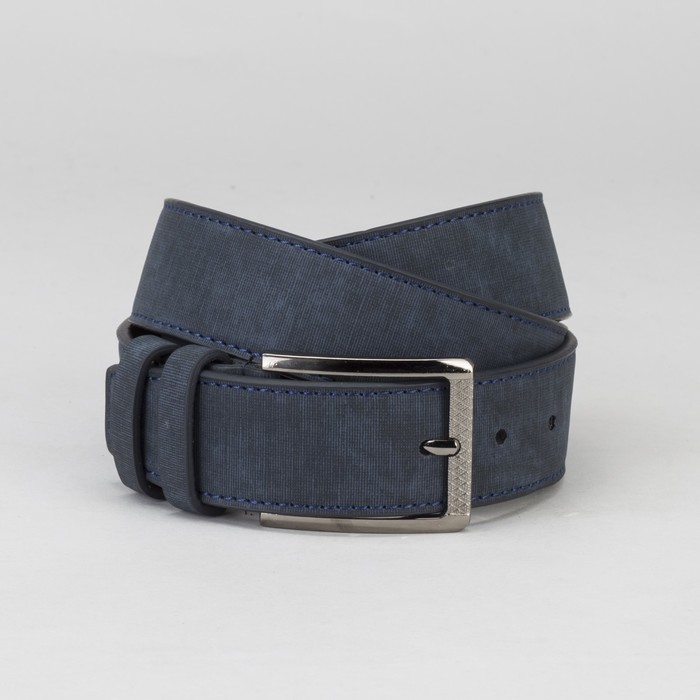 Ремень мужской, под нубук, пряжка металл, ширина - 4 см, цвет синий