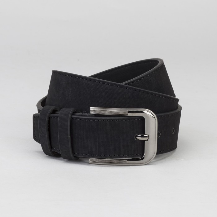 Ремень мужской, под нубук, пряжка металл, ширина - 4 см, цвет чёрный