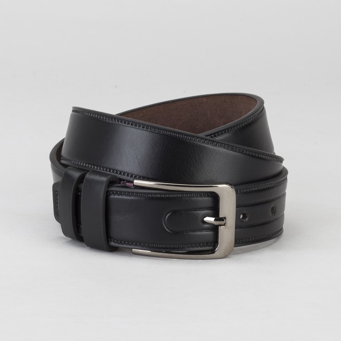 Ремень мужской, гладкий, пряжка металл, ширина - 3 см, цвет чёрный