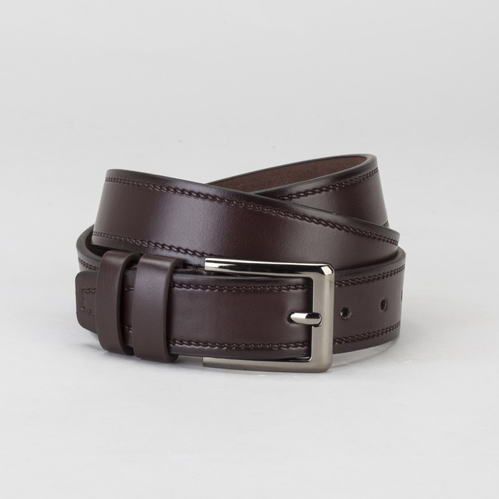 Ремень мужской, гладкий, пряжка металл, ширина - 3 см, цвет кофе