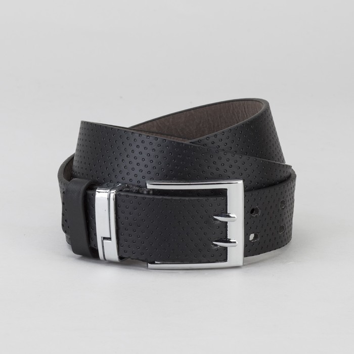 Ремень мужской, пряжка металл, 2 прокола, ширина - 4 см, цвет чёрный