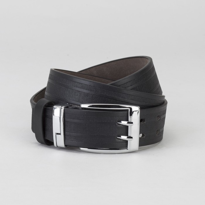 Ремень мужской, пряжка металл, 2 прокола, ширина - 4 см, цвет чёрный