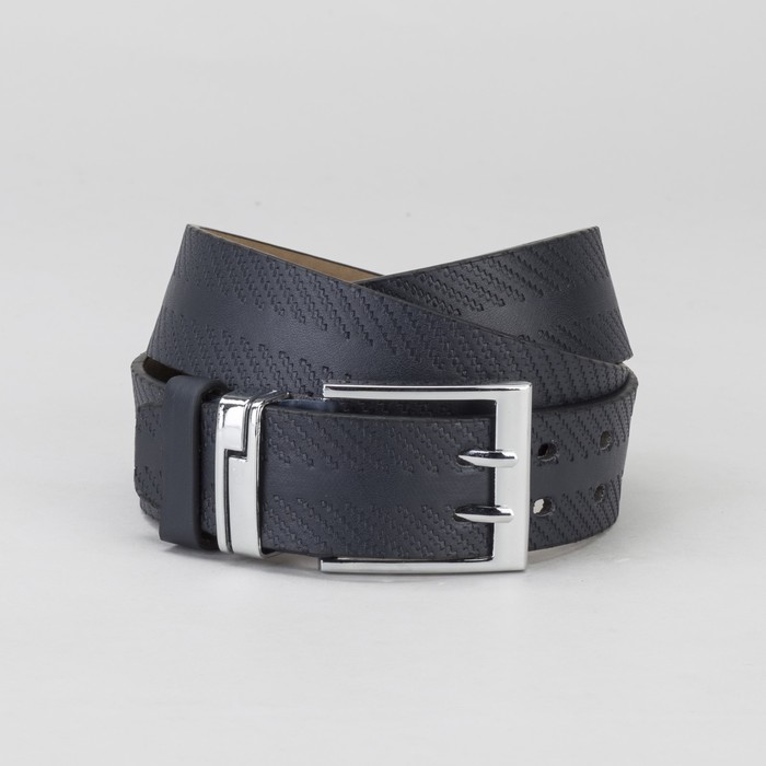 Ремень мужской, пряжка металл, 2 прокола, ширина - 4 см, цвет чёрный