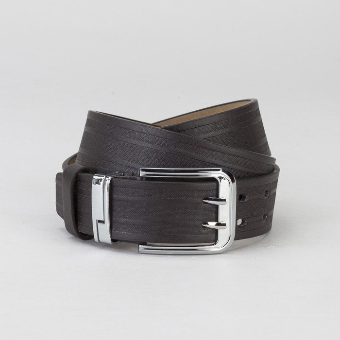 Ремень мужской, пряжка металл, 2 прокола, ширина - 4 см, цвет чёрный