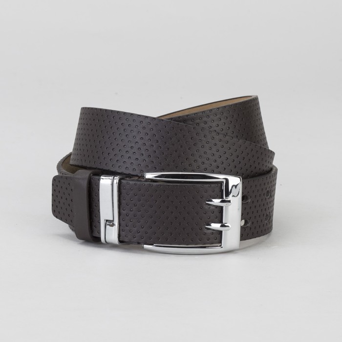 Ремень мужской, пряжка металл, 2 прокола, ширина - 4 см, цвет кофе