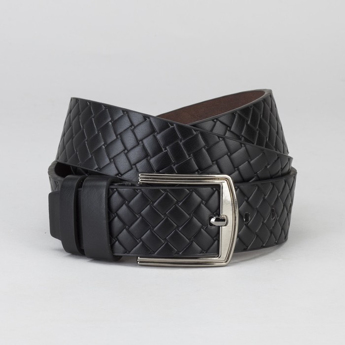 Ремень мужской Великан, плетение, пряжка металл, ширина - 4,5 см, цвет чёрный