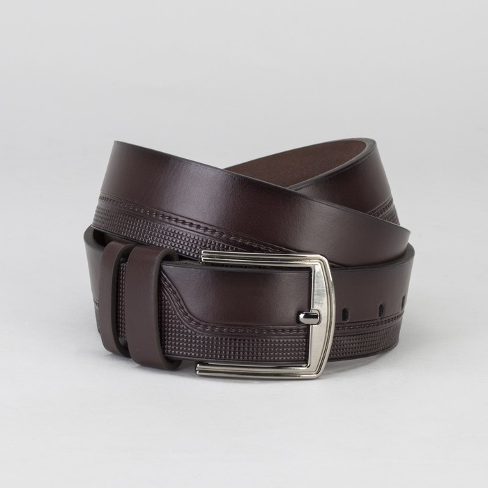Ремень мужской Великан, гладкий, пряжка металл, ширина - 4,5 см, цвет кофе