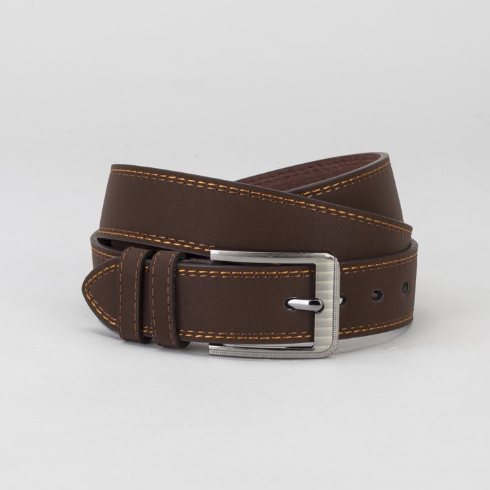 Ремень мужской Великан, гладкий, ширина - 4 см, цвет коричневый