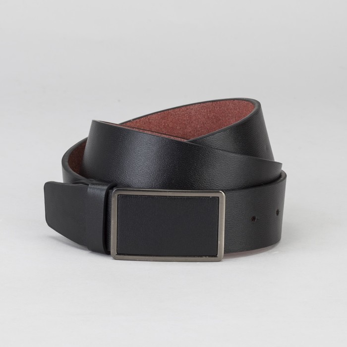 Ремень мужской, гладкий, пряжка на прокол, ширина - 4 см, цвет чёрный