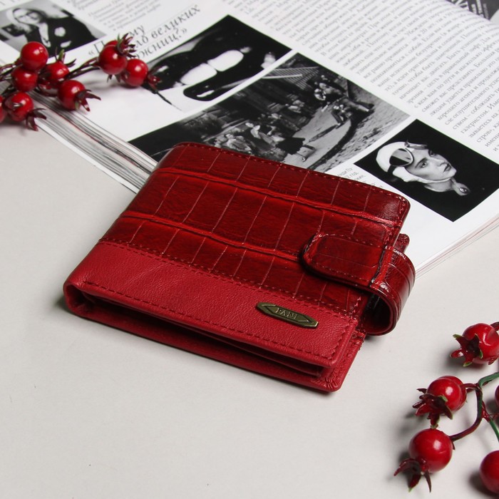 Кошелёк женский, 3 отдела, для карт, для монет, цвет бордовый