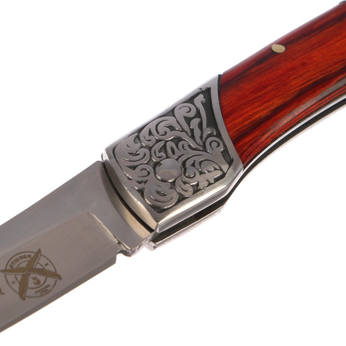 Складной нож Stinger с клипом, 114 мм, рукоять: нержавеющая сталь, дерево, подарочный бокс