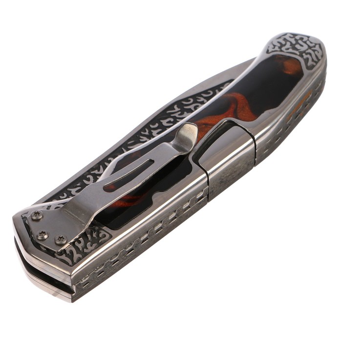 Складной нож Stinger с клипом, 117 мм, рукоять: нержавеющая сталь, дерево, подарочный бокс