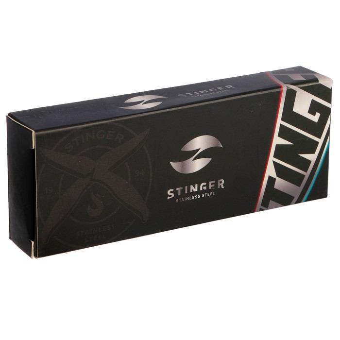 Складной нож Stinger с клипом, 117 мм, рукоять: нержавеющая сталь, дерево, подарочный бокс