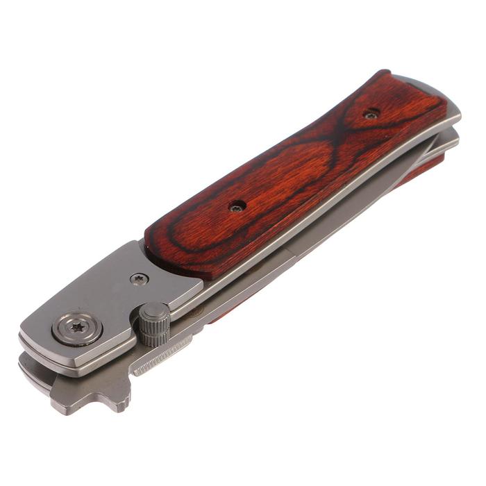 фото Складной нож stinger с клипом, 100 мм, рукоять: сталь, дерево, коробка картон