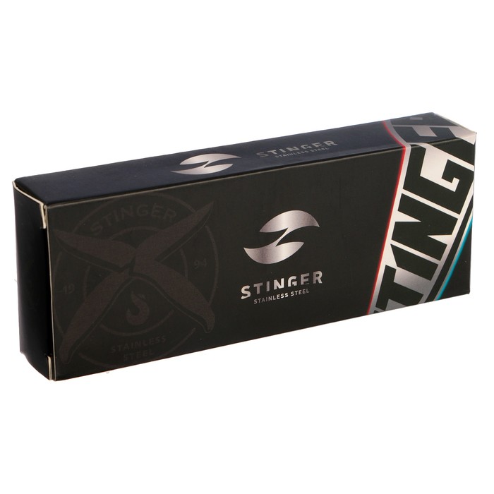 Складной нож Stinger с клипом, 130 мм, рукоять: нержавеющая сталь, подарочный бокс