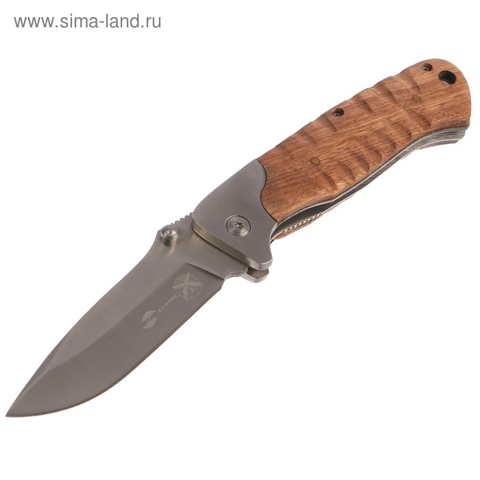 Складной нож Stinger, 85 мм, рукоять: сталь, дерево, коробка картон нож stinger 85 мм серебристый