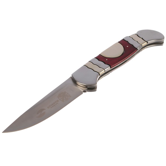 Складной нож Stinger, 95 мм, рукоять: сталь, дерево, коробка картон