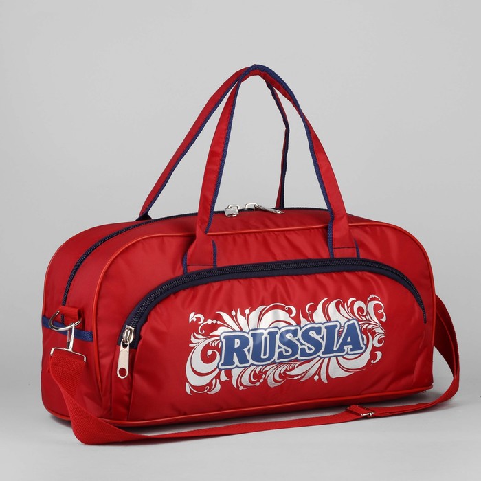 Сумка спорт №1 "Russia", 45*20*20, отдел на молнии, н/карман, красный