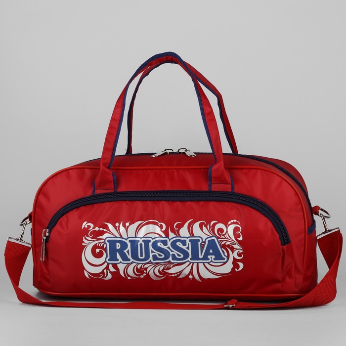 Сумка спорт №1 "Russia", 45*20*20, отдел на молнии, н/карман, красный