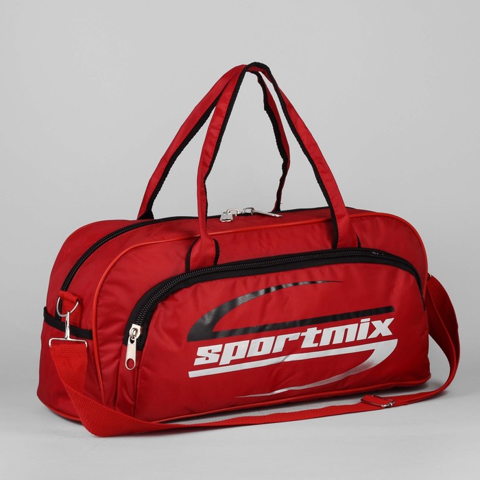 Сумка спорт №1 Sportmix, 45*20*20, отдел на молнии, н/карман, красный/черный