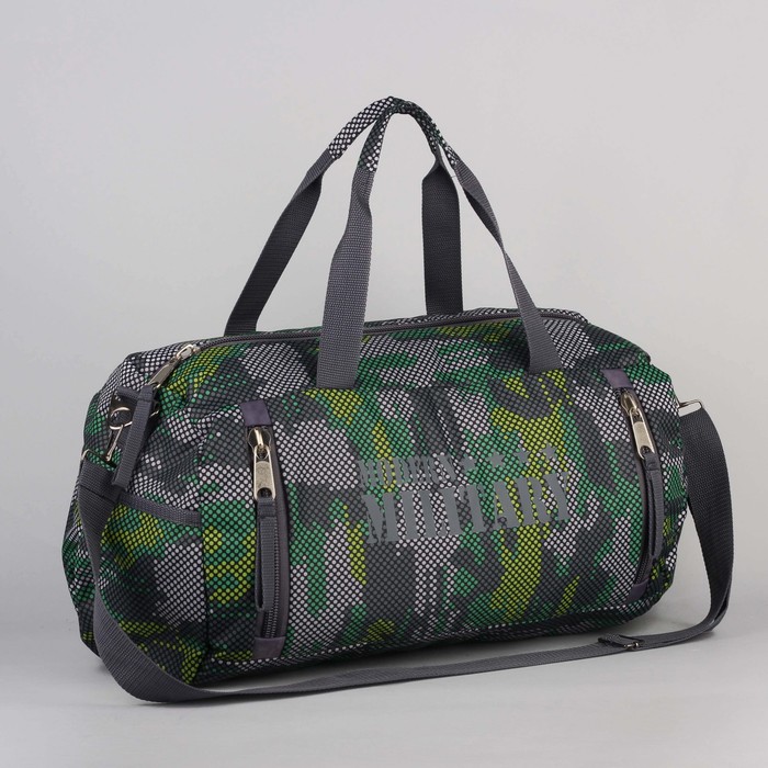 Сумка спортивная "Пиксель", отдел на молнии, 4 наружных кармана, цвет хаки