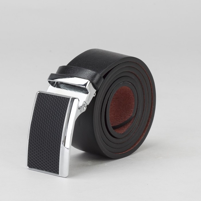 Ремень мужской, гладкий, пряжка на прокол, ширина - 4 см, цвет чёрный