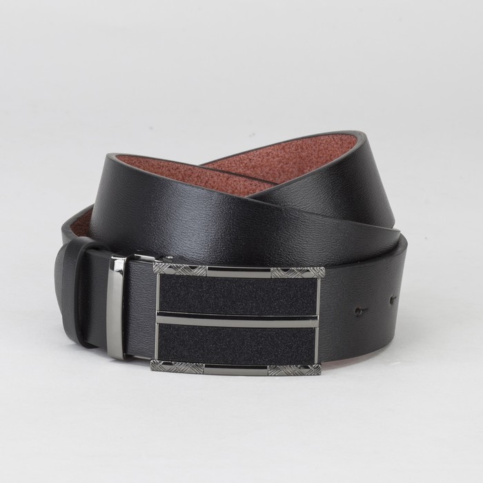 Ремень мужской, гладкий, пряжка на прокол, ширина - 4 см, цвет чёрный