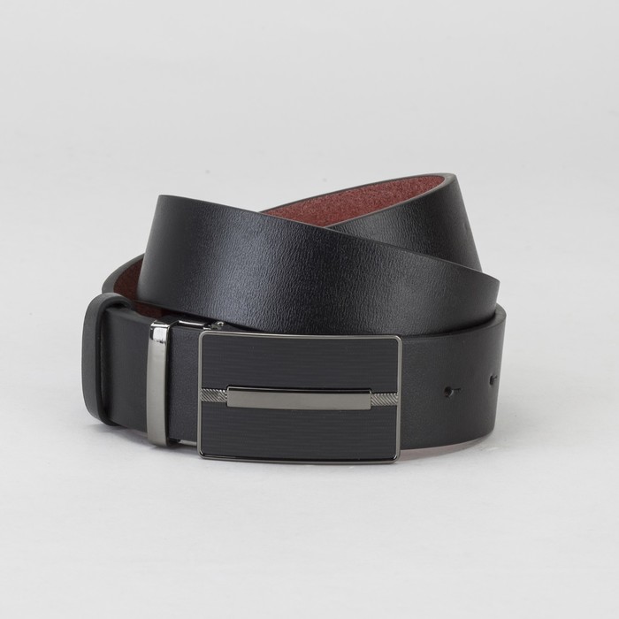 Ремень мужской, гладкий, пряжка на прокол, ширина - 4 см, цвет чёрный