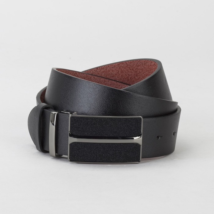 Ремень мужской, гладкий, пряжка на прокол, ширина - 4 см, цвет чёрный