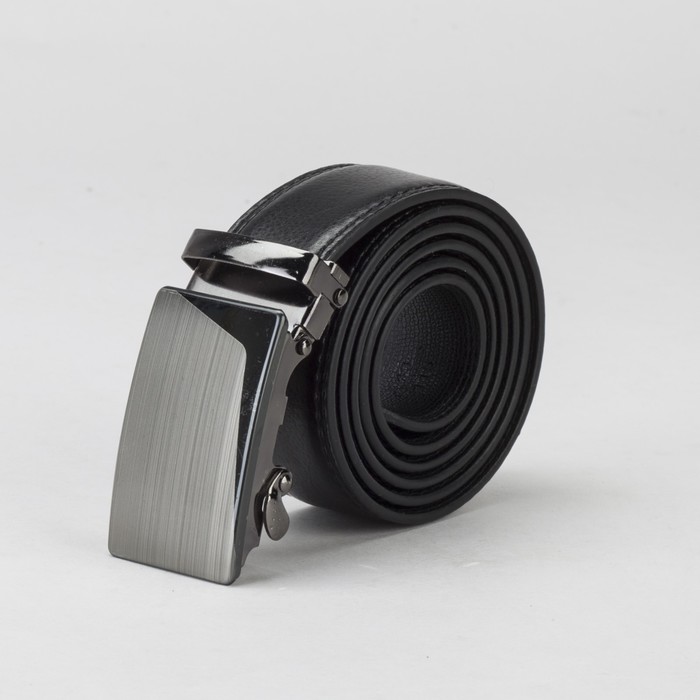 Ремень мужской, гладкий, пряжка автомат, ширина - 4 см, цвет чёрный