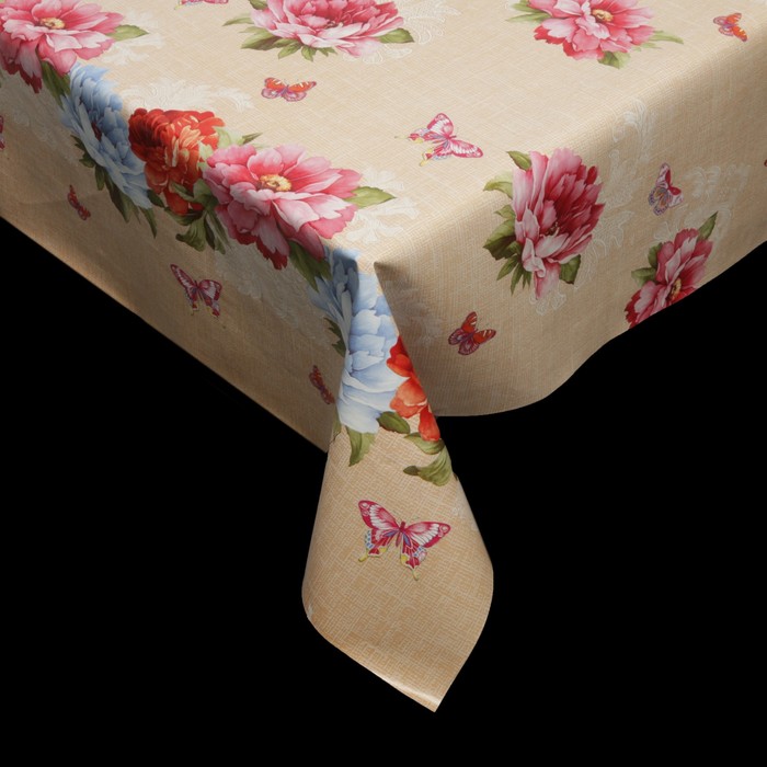 Клеенка столовая на нетканой основе "Пионы", рулон 20 м