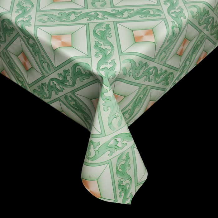 Клеенка столовая на нетканой основе "Ромбы", рулон 25 м, цвет зелёный