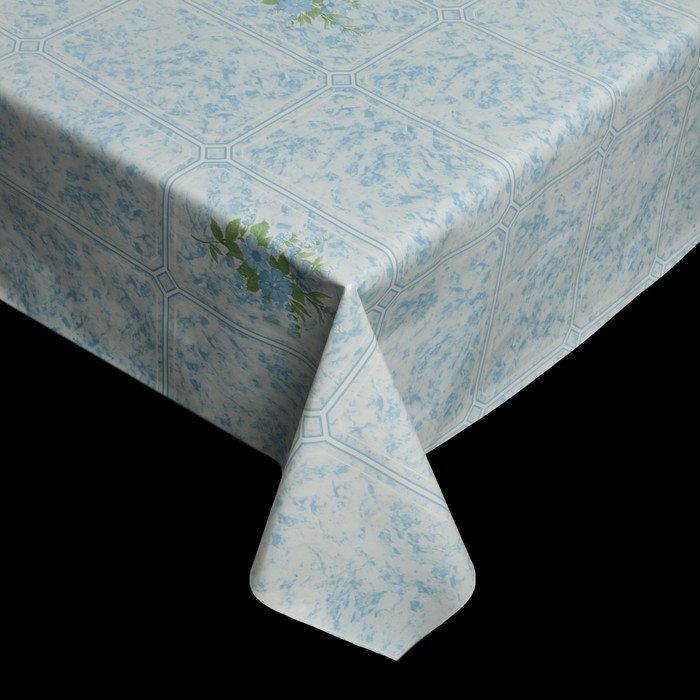 Клеенка столовая на нетканой основе "Космея", рулон 25 м, цвет голубой