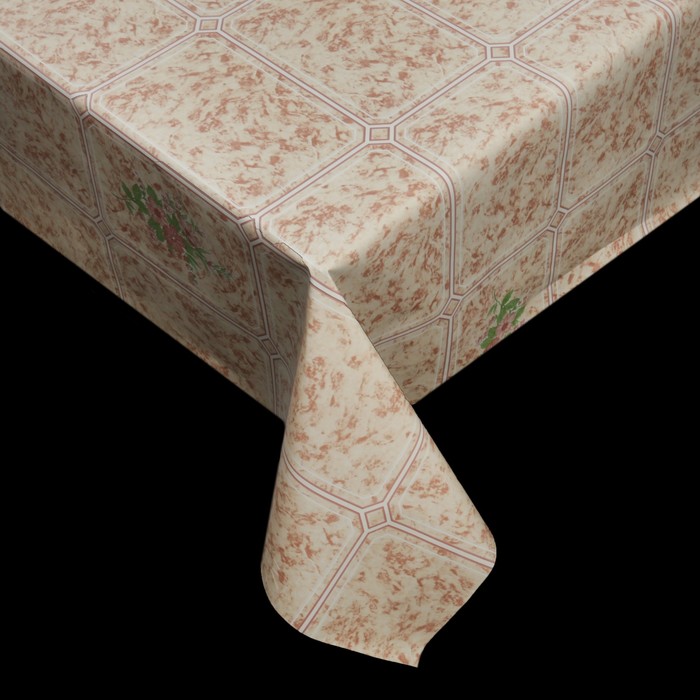 Клеенка столовая на нетканой основе "Космея", рулон 25 м, цвет бежевый