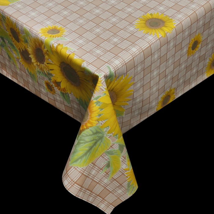 Клеенка столовая на нетканой основе "Подсолнухи", рулон 25 м