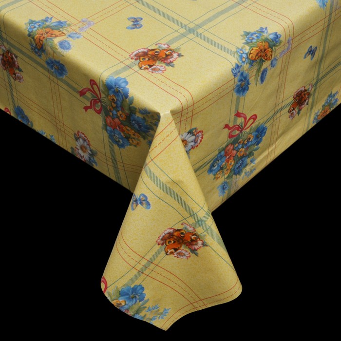 Клеенка столовая на нетканой основе "Васильки", рулон 25 м