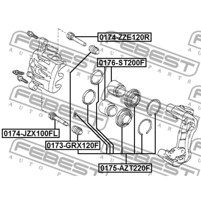 Ремкомплект тормозного суппорта FEBEST 0175-azt220f