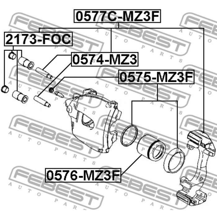 Пыльник втулки направляющей суппорта тормозного FEBEST 2173-foc