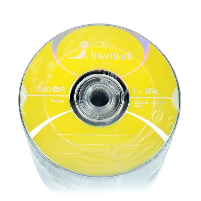 Диск DVD-R SmartTrack Neon, 16x, 4,7 Гб, Спайка, 100 шт
