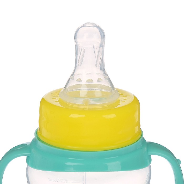 Бутылочка для кормления детская приталенная, с ручками, 250 мл, от 0 мес., цвет бирюзовый МИКС