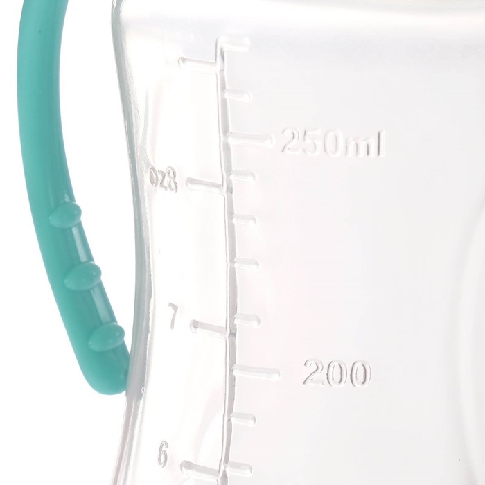 Бутылочка для кормления детская приталенная, с ручками, 250 мл, от 0 мес., цвет бирюзовый МИКС