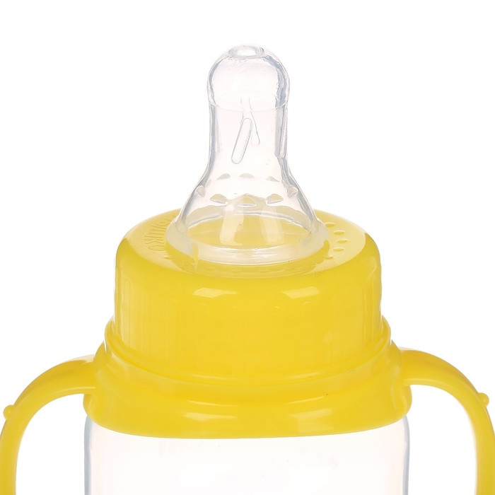 Бутылочка для кормления детская классическая, с ручками, 150 мл, от 0 мес., цвет жёлтый МИКС