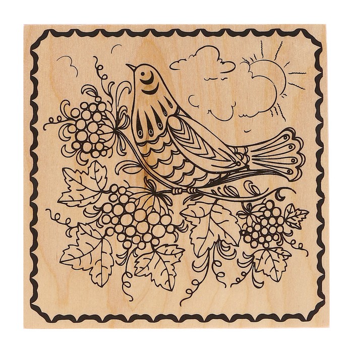 Доска для выжигания "Птичка на ветке"