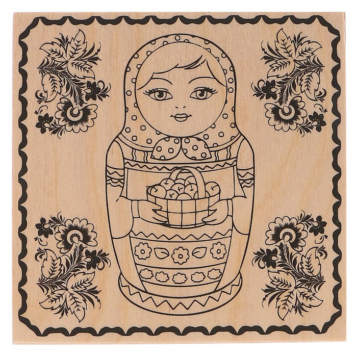 Доска для выжигания "Матрешка с корзинкой"