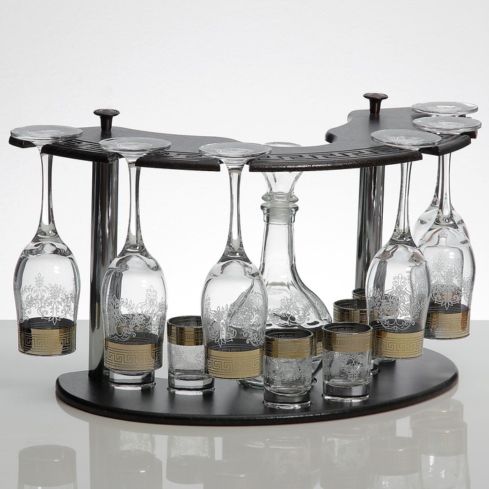 Мини-бар 13 предметов бокалы + графин 500 мл + стопка 50 мл