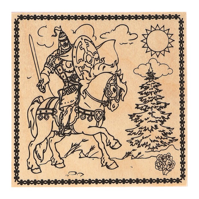 Доска для выжигания "Богатырь на коне"